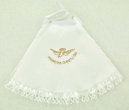 Szatka do chrztu haftowana z falbanką (złoty haft)