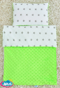 Pościel do wózka / kołyski MINKY (zielony+gwiazdki)
