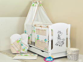 ARUŚ 4 el. pościel do łóżeczka 120*90 (21-bezowe sowy NOWE)