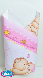 Rożek becik niemowlęcy zapinany na rzep (rozowy teddy2)