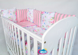 Ochraniacz poduszki 6szt (popielate kwiaty +paski)