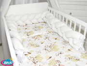 3 el.Pościel do łóżeczka 120x90 "Nature&Flowers" (kwiat bawełny +biały warkocz)