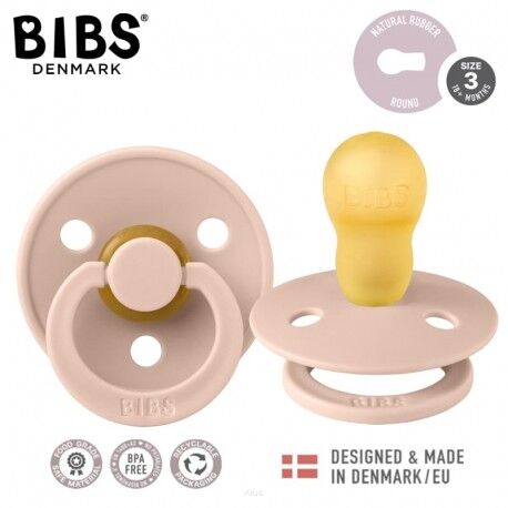 BIBS smoczek uspokajający kauczukowy 18+ L (blush)