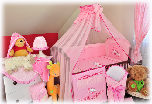 10 el. pościel HAFTOWANA z moskitierą