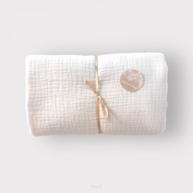 Prześcieradło muślinowe do gondoli, do wózka, do kosza mojżesza (latte)