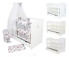 13 el.łóżeczko z szufladą/tapczanik SISI POLA LILI materac pościel "Kokardka"