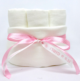 Tort z pieluch pieluszek tetrowych 10szt (białe+it's a girl)