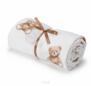 Prześcieradło muślinowe z gumką do kołyski 90x40 (teddy love)