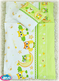 5 pościel do przedszkola 80*220 z workiem+gratis (zielone sowy)