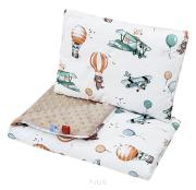 Pościel do wózka / kołyski MINKY (beżowy +lis w samolocie)