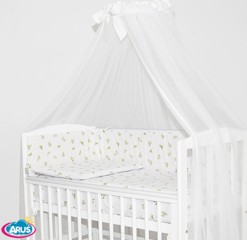 6 el. Pościel do łóżeczka Tobiasz (zielone gałązki)