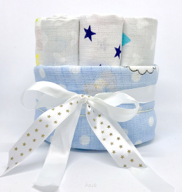 Tort z pieluch pieluszek tetrowych 10szt (kolorowe+biała z gwiazkami)