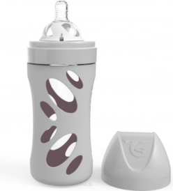 Twistshake Butelka antykolkowa szklana 260 ml Szara