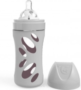 Twistshake Butelka antykolkowa szklana 260 ml Szara