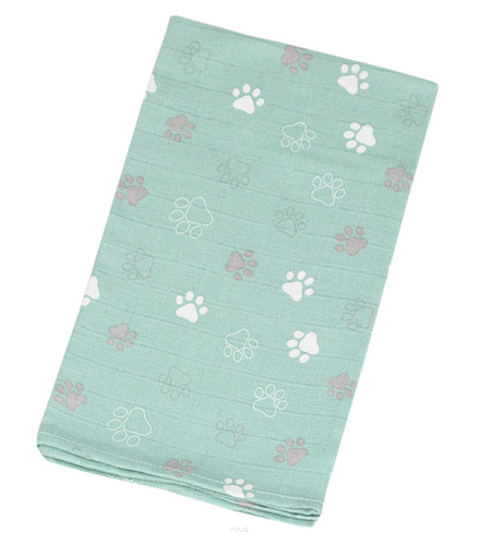 Pielucha pieluszka tetrowa kolorowa 70*80 (łapki zgaszona zieleń)