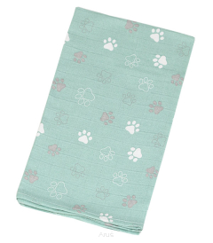 Pielucha pieluszka tetrowa kolorowa 70*80 (łapki zgaszona zieleń)