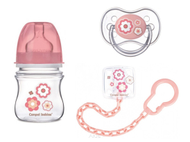 Canpol butelka smoczek łańcuszek Zestaw Newborn (różowy)