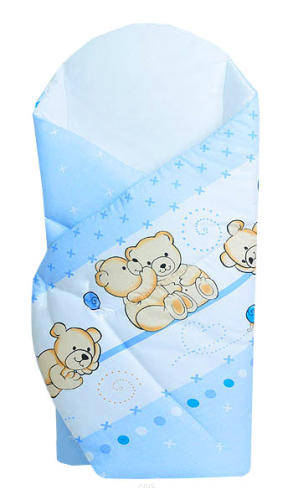 Rożek becik usztywniony zapinany na rzep (niebieski teddy1)