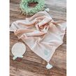 Koc kocyk muślinowy Eco Dots 100x75 (peach +białe chwosty) - 4