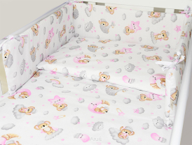 ARUŚ 2 el. pościel do łóżeczka 120*90 (177-różowe misie na chmurce)