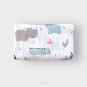 Prześcieradło muślinowe z gumką 120*60 (hippo)