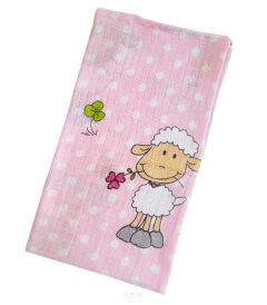 Pielucha pieluszka tetrowa kolorowa 70*80 (różowe baranki)