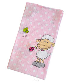 Pielucha pieluszka tetrowa kolorowa 70*80 (różowe baranki)