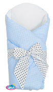 Rożek becik usztywniony wiązany SWEET (białe kropki na niebieskim+czarne kropki)