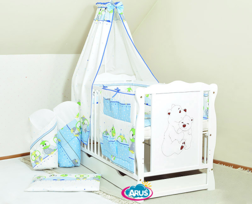 ARUŚ 4 el. pościel do łóżeczka 120*90 (29-niebieskie sowy NOWE)