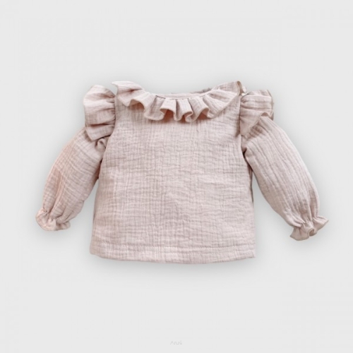 Koszula muślinowa z falbanką (pastelowy beż)