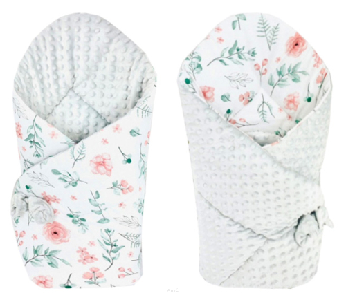 Rożek becik niemowlęcy dwustronny MINKY (popiel +eucaliptus)