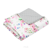 Koc kocyk pled pledzik MINKY 75x100 (popielaty +jabłonka biała)