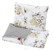 Pościel do wózka / kołyski MINKY (popiel +kwiat bawełny)