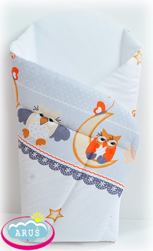 Rożek becik usztywniony zapinany na rzep (popielate sowy1)