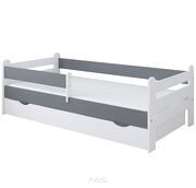 Łóżko dziecięce z szufladą z barierką 160X80 LIAM biało szary