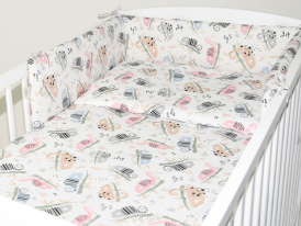 ARUŚ 2 el. pościel do łóżeczka 120*90 (188-lemury różowo zielone)
