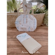 Zestaw wafelek koc + podusia Bunny (krem +ciuchcia)