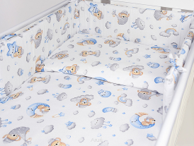 ARUŚ 3 el. pościel do łóżeczka 120*90 (170- niebieskie misie na chmurce)