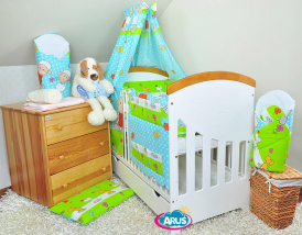 ARUŚ 4 el. pościel do łóżeczka 120*90 (32-turkusowo zielone baranki)