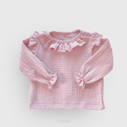 Koszula muślinowa z falbanką (pudrowy róż)