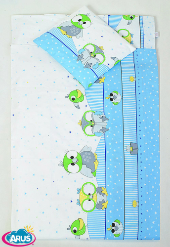 5 pościel do przedszkola 80*220 z workiem+gratis (niebieskie sowy NOWE)