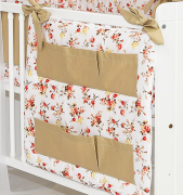 Przybornik na łóżeczko "KOKARDKA" (dzika róża +beż)