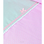 2 el.Pościel do łóżeczka 120x90 "Sweet" różowo popielate kropki z bąbelkami