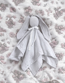 Muślinowa przytulanka Bunny (jasny szary+gwiazdki)