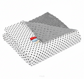 Koc kocyk pled pledzik MINKY 75x100 (popiel +czarne kropki)