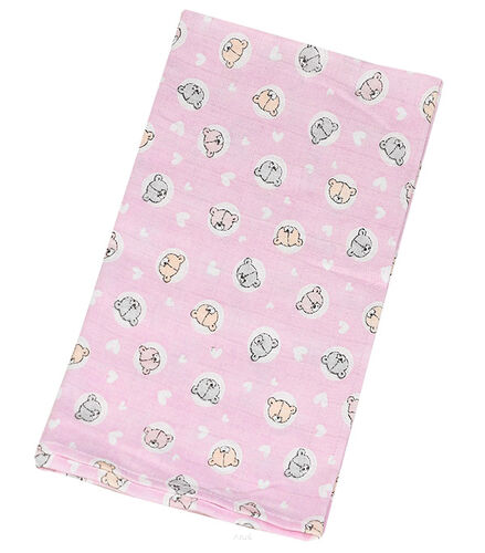 Pielucha pieluszka tetrowa kolorowa 70*80 (małe misie różowe)