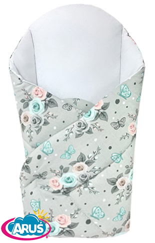 Rożek becik usztywniony zapinany na rzep (popielate różyczki)