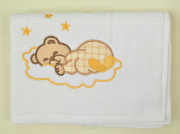 Ręcznik kąpielowy z haftem 55x72 (beżowy miś na chmurce)