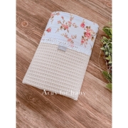 Koc kocyk wafelek bawełniany 100x75 (krem +dzika róża)