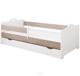 Łóżko dziecięce z szufladą z barierką 160X80 LUNA biały/dąb